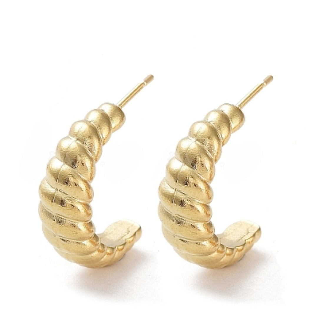 Twistet dome hoop. Stål med 18k guld.
