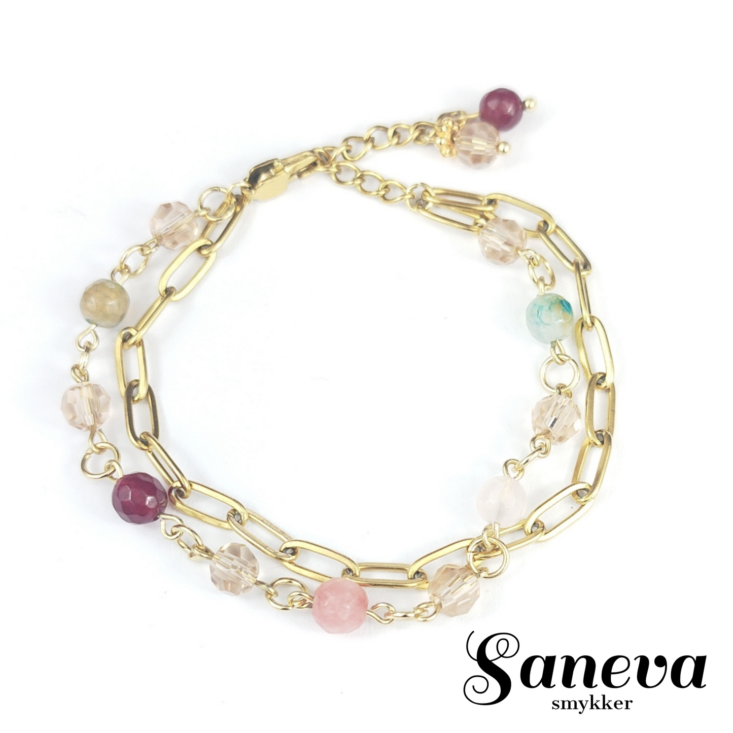 Amaryllis, håndlavet dobbelt armbånd. 18 karat guldbelagt 304 stål.