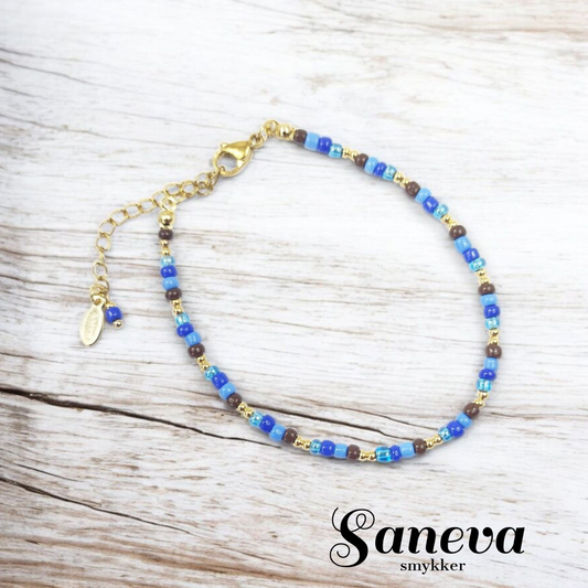 Petite armbånd turkis, blå, brun.