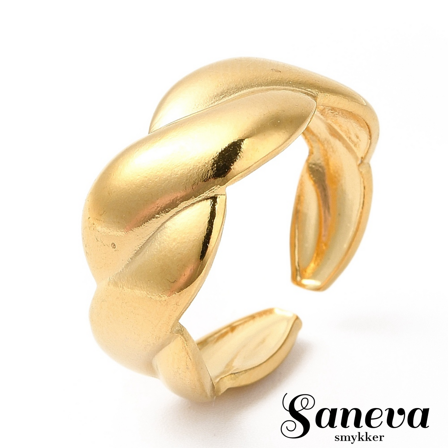 Ring twistet. 304 rustfrit stål med 18k guld. Justerbar størrelse.