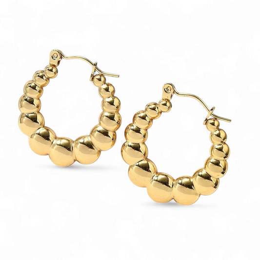 Hoops Bolette. Vandfaste hoops i 304 stål forgyldt med 18k guld.