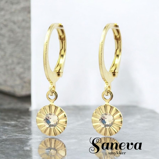 Krystal flower hoops, stål forgyldt med 18k guld (kopi)