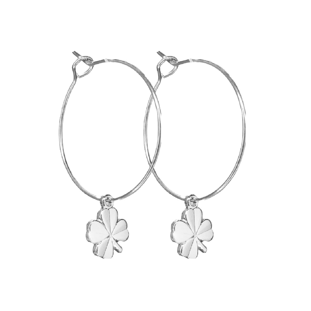 Kløver petit hoops, ægte platinbelagt.